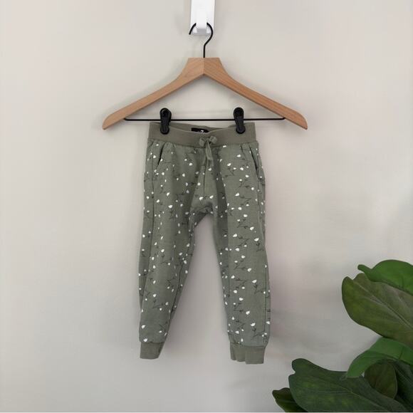 7 For All Mankind Floral Tie Waist Jogger Sweatpants Pockets Cotton Blend Girls’ - Picture 1 of 7